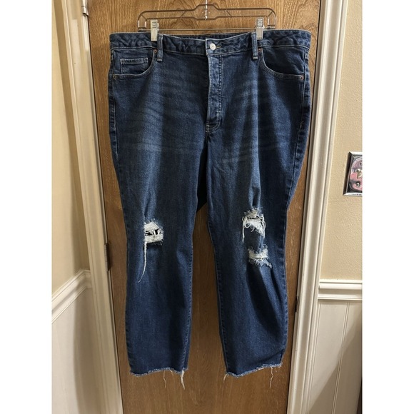 Old Navy Jeans High Rise OG Straight Women Size 22 Denim Blue Button Fly Holes - Picture 1 of 8